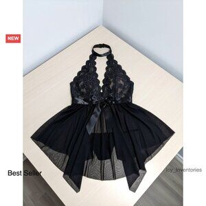 Plus Size Babydoll Chemise Floral Lace Teddy High Waist Romantic Sleepwear